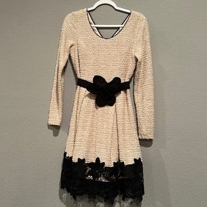Alter’d State Cream Dress- Black Lace and Flower Accent